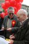 Sir Patrick Stewart signs autograph during campaigning in Crawley in support of Labour PPC Chris Oxlade